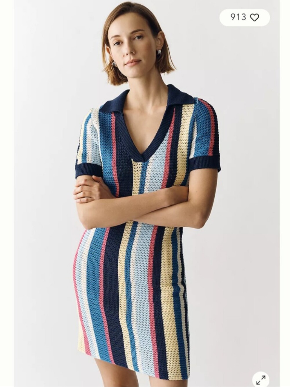 Anthropologie Maeve Multi-Stripe Knit Short-Sleeve Dress